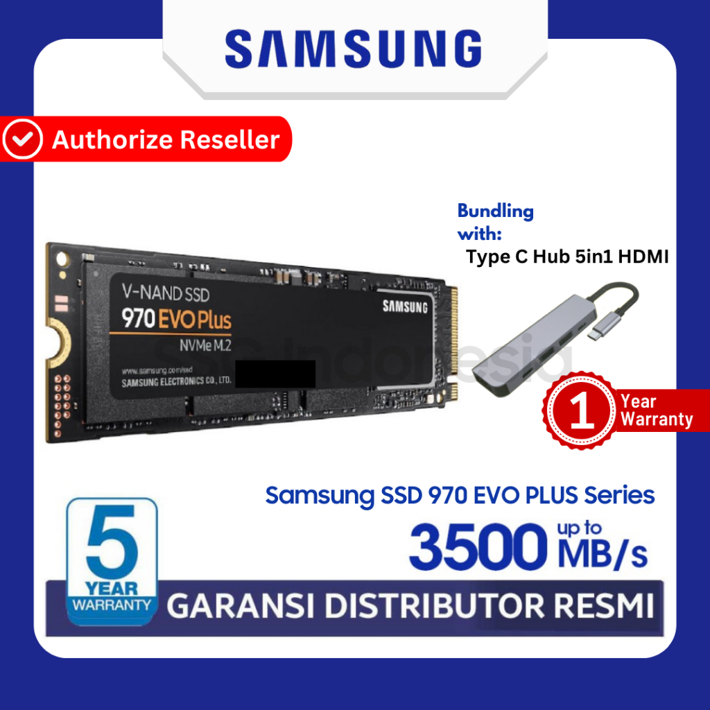 Samsung SSD 970 EVO PLUS NVMe 250GB 500GB 1TB 2TB PCIe 2280 3500 MB/s  Internal SSD M2 NVMe Garansi Resmi thn
