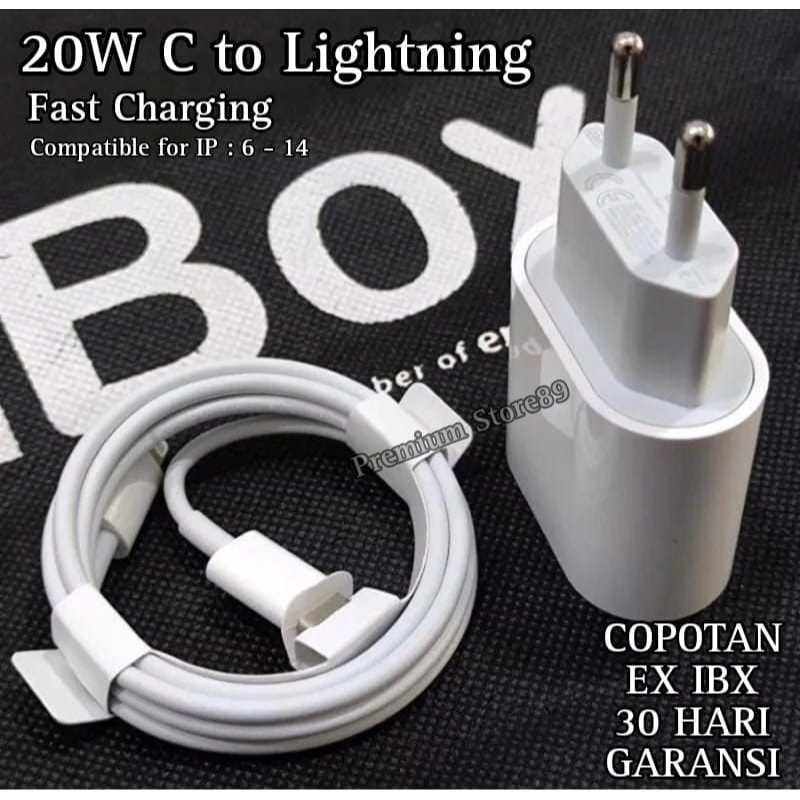 Charger Copotan 20W Ex Ibox Iph 11 12 13 14 Fast Charging Original  Set Kabel Fast Charging 2a