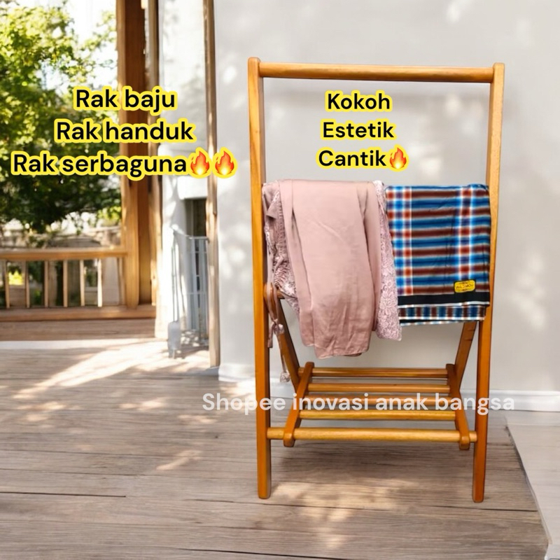 Jual MODEL DOWEL Gantungan baju kayu solid / rak handuk kamar tidur