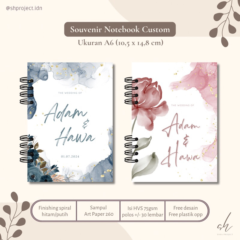 Jual NOTEBOOK CUSTOM A6 / SOUVENIR KANTOR PERNIKAHAN / SEMINAR ...