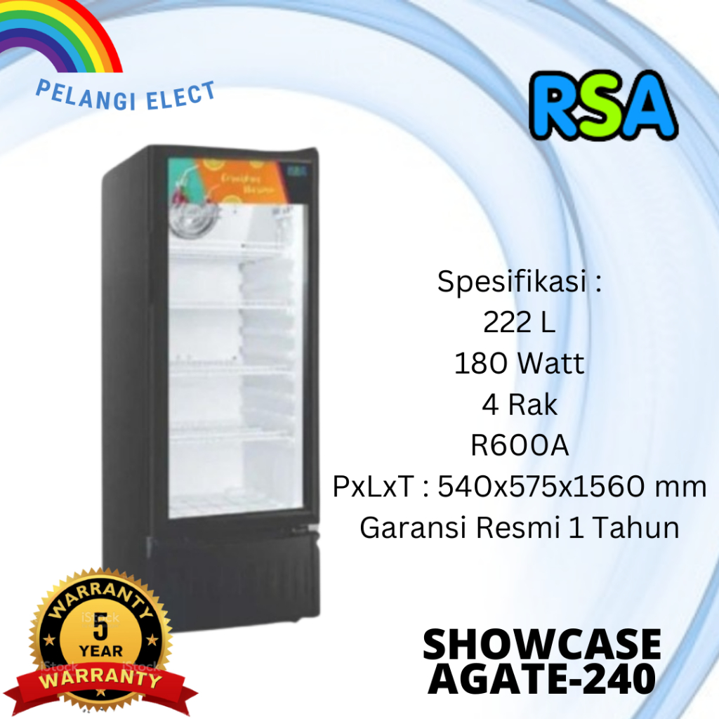 Jual SHOWCASE RSA AGATE 240 4 RAK DISPLAY COOLER KULKAS BY GEA LOW WATT ...