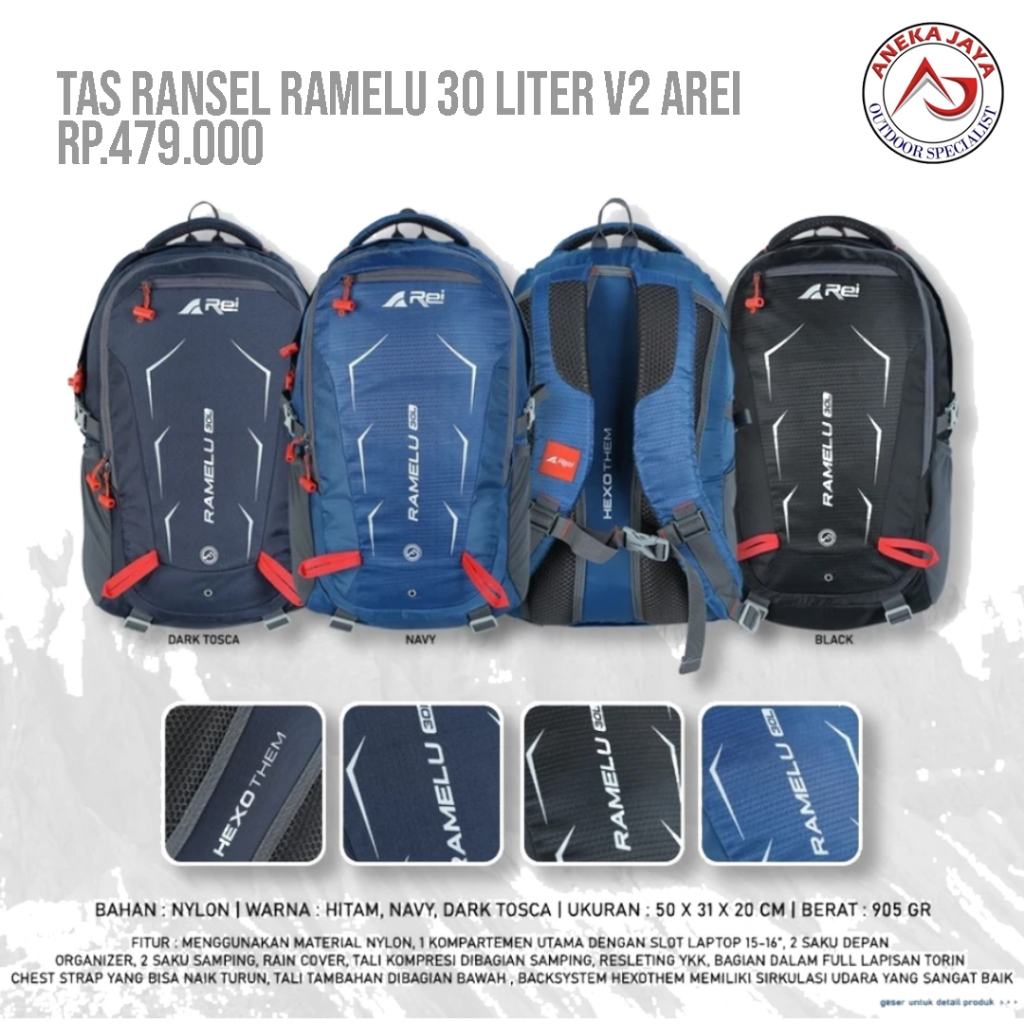 Jual TAS RANSEL AREI RAMELU V2 KAPASITAS 30 LITER | Shopee Indonesia
