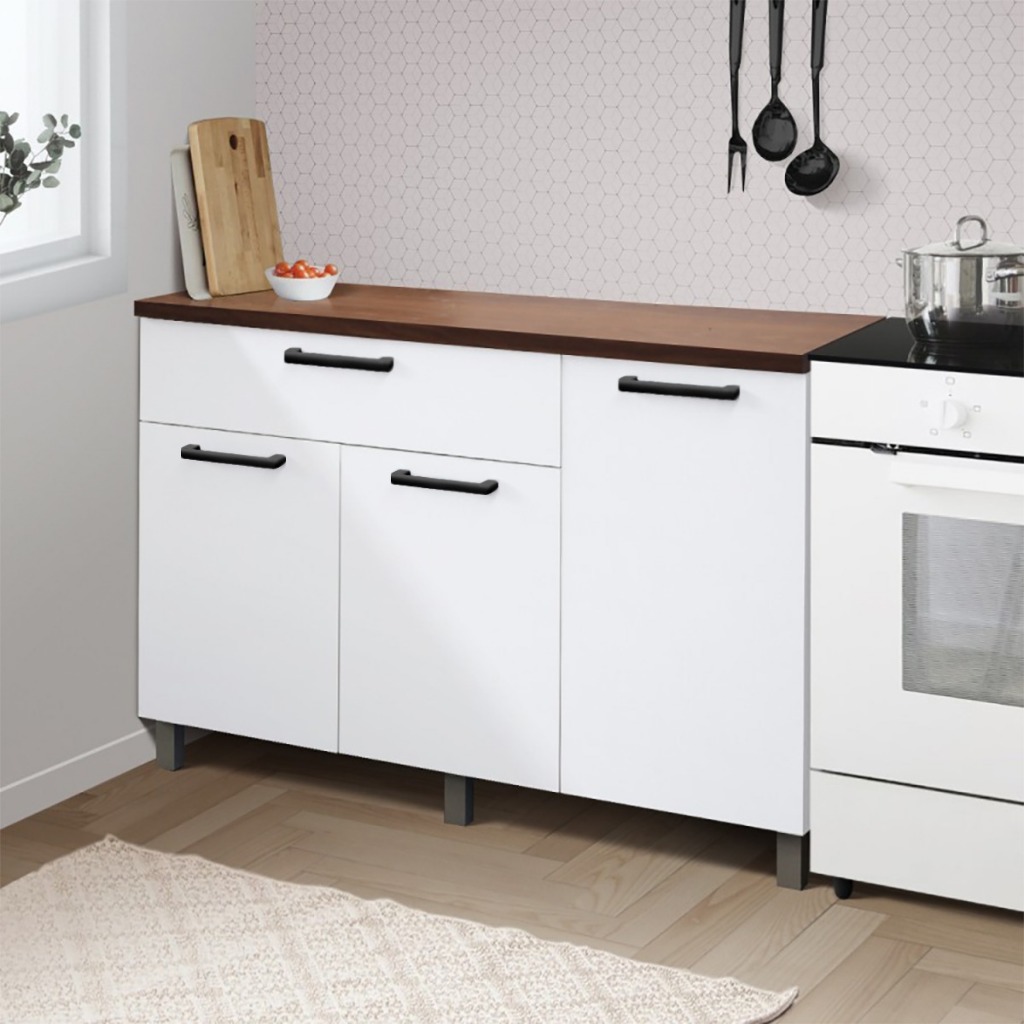 KIRANA Nebraska - Kitchen Set Kayu Kabinet Lemari Rak Dapur Putih Minimalis Bawah 3 Pintu