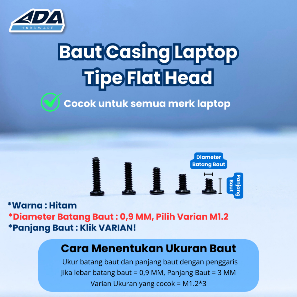 Jual Baut Screw Flat Head Mini Baud Untuk Laptop HP ASUS LENOVO ACER ...