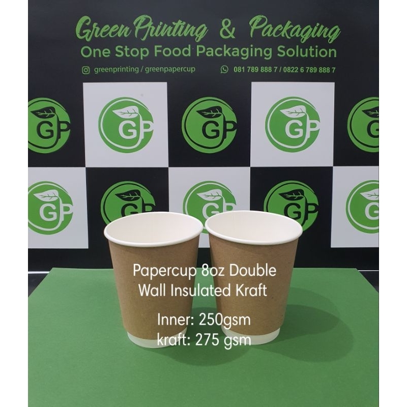 Jual Papercup 8 oz Double Wall Kraft (Harga Untuk 1 dus isi 500 pcs ...