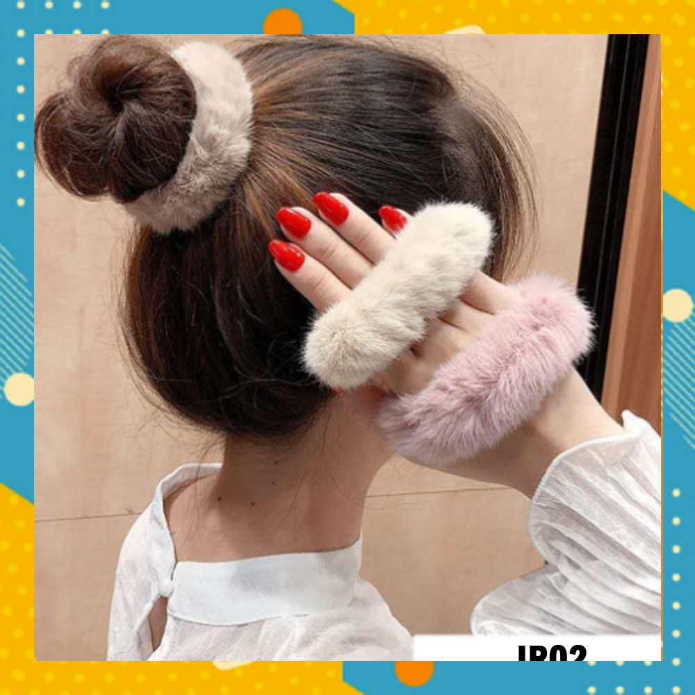 Jual Ikat Rambut BULU HALUS Elastis Donat Warna Lucu Kuncir Korea ...