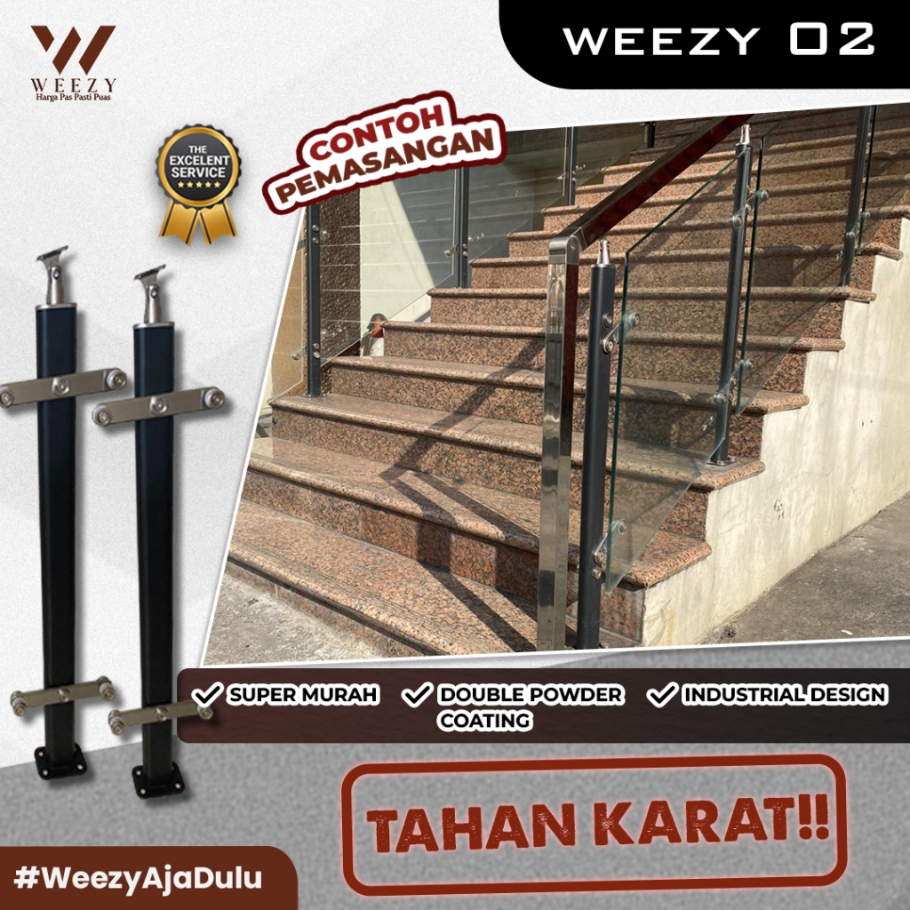 Jual RAILING TANGGA TERMURAH - RAILING KACA [Weezy 02] Railing tangga ...