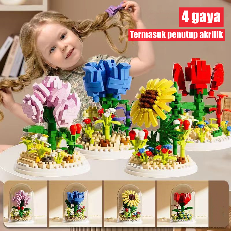 Jual Bunga Blok DIY Dekorasi Rumah dengan Buket Bunga Abadi Mainan ...