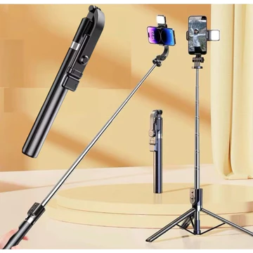 Tripod Tongsis Bluetooth 4in1 R1S L Tongsis Remote Shutter Lampu Led 170CM Selfie Stick 360