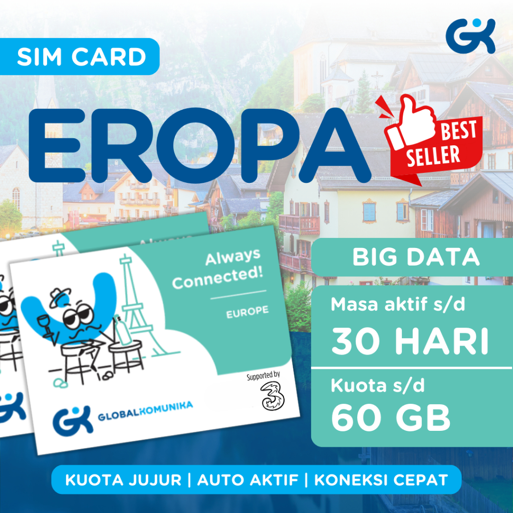 Jual Global Komunika Sim Card Eropa 30 Hari Big Data | Shopee Indonesia