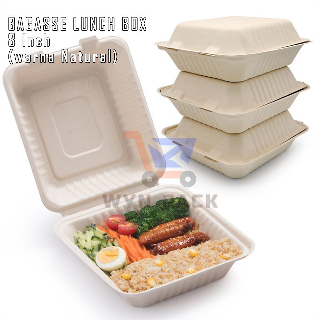 Jual (10 pcs) - BESTFRESH Bagasse Lunch Box 8 Inch , Food Box Natural ...