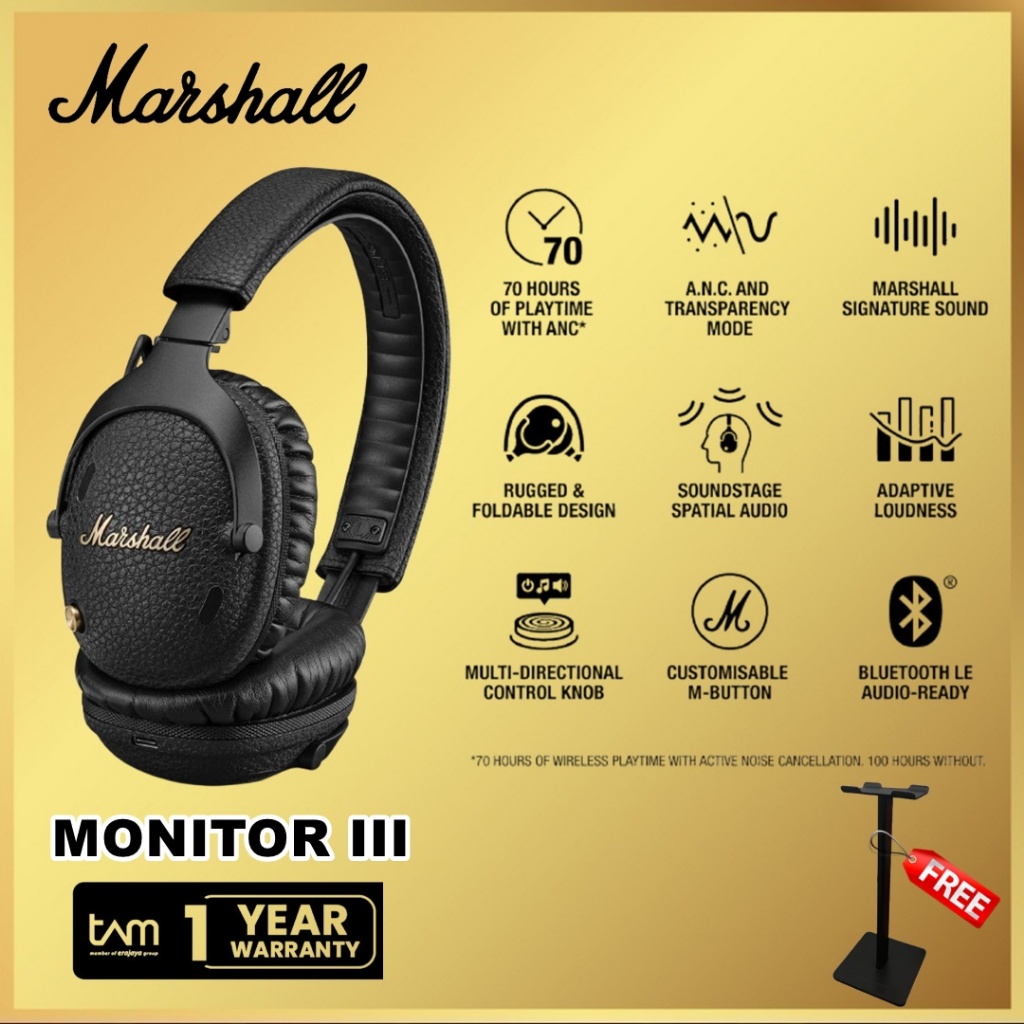 Wireless Headphones Marshall Monitor Marshall Monitor Review PCMag