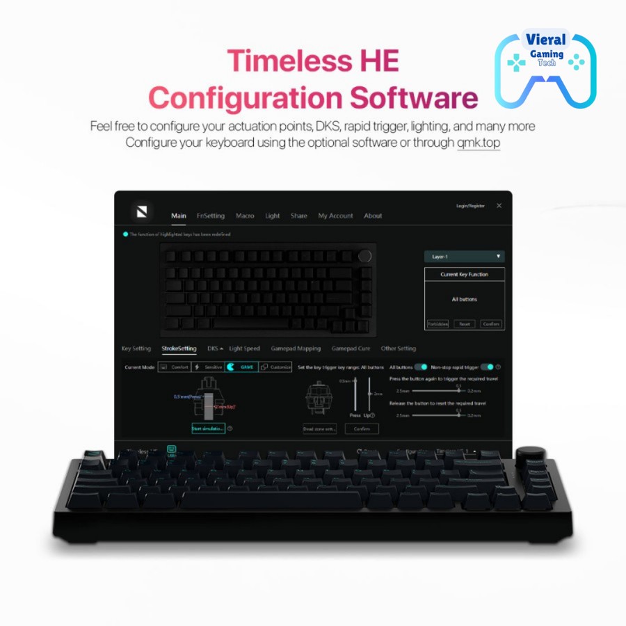 Jual Noir Timeless HE 75% Hall Effect Rapid Trigger Magnetic Keyboard ...