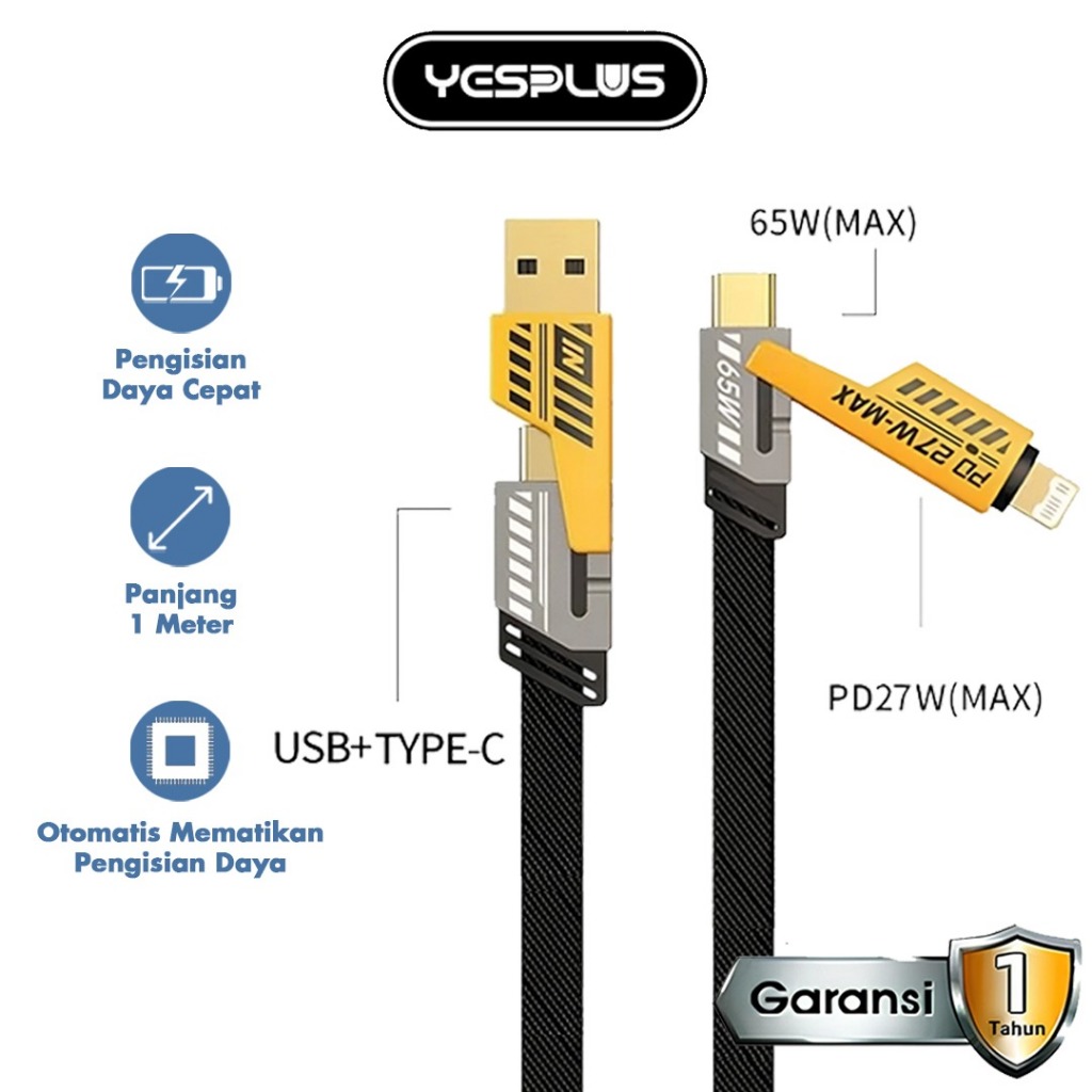 Jual Kabel data YESPLUS YS-899 4IN1 Convertible Metal Fast DataCable ...