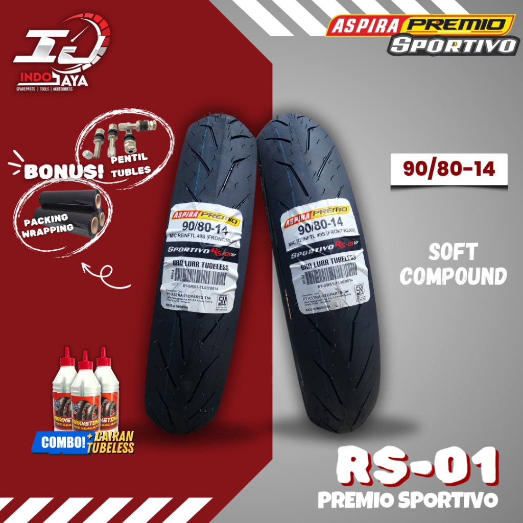 Jual [READY COD] BAN ASPIRA PREMIO SPORTIVO BY PIRELLI RS01 (90/80-14 ...