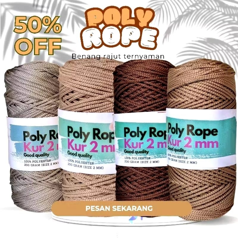 Jual katalog 1 BENANG RAJUT POLY ROPE 2 MM 200 GRAM SERI COKLAT ...