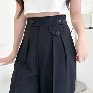 GF Celana Kulot Wanita Loose Pants Highwaist ORO PANTS Variasi Kancing Anti Kusut Bahan Jatuh