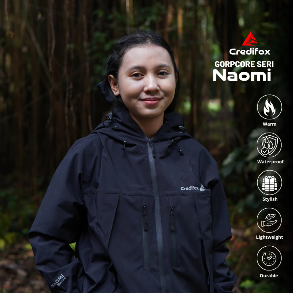 [CREDIFOX X NAOMI] Jaket Gunung Gorpcore Naomi Series Bahan Taslan Balon Full Seamsealed Waterproof