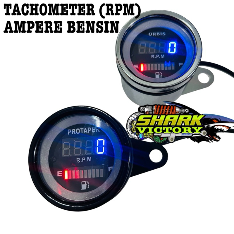 Jual RPM+AMPER BENSIN DIGITAL SPEEDO METER BULAT CHROME DAN HITAM ...