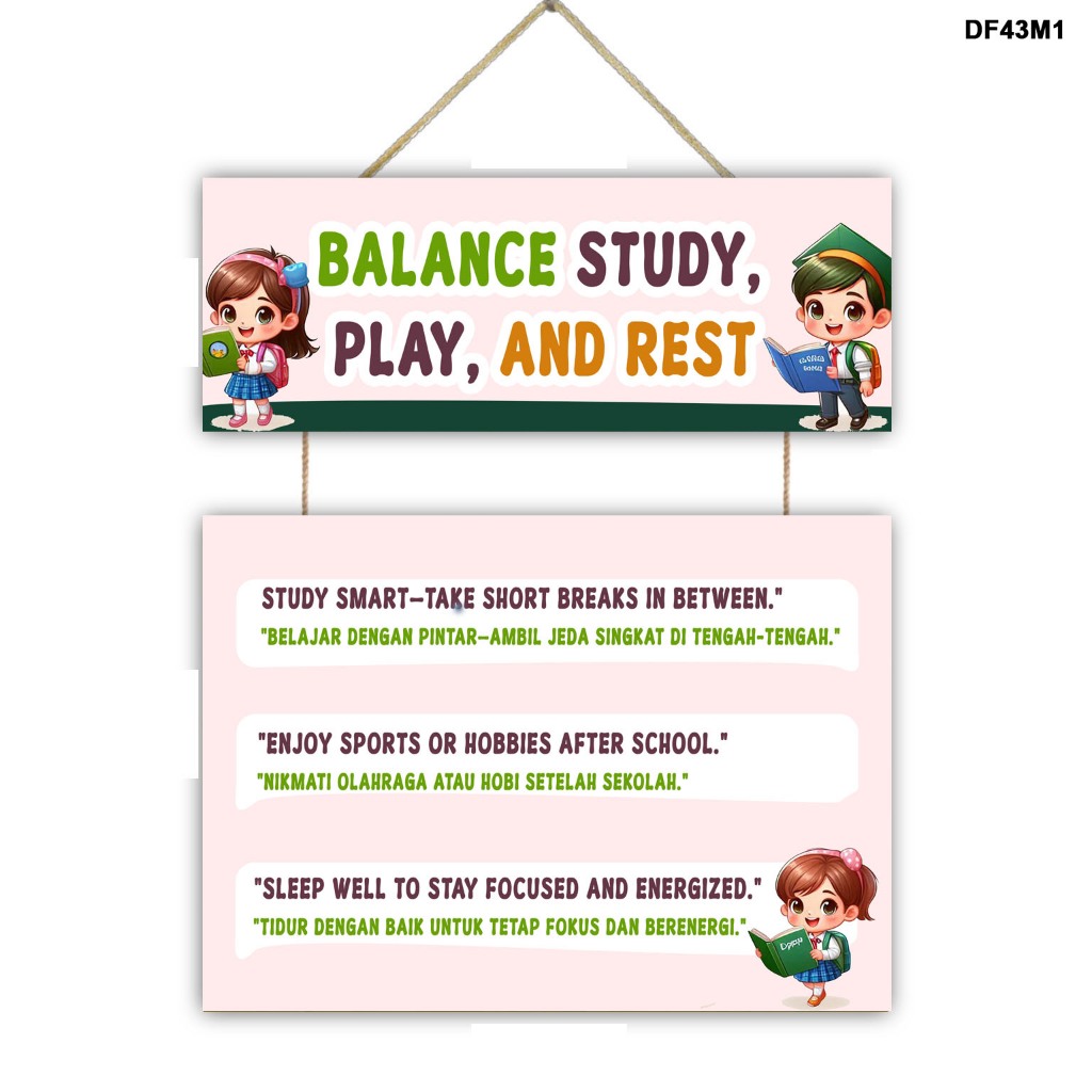 Jual Hiasan dinding BALANCE STUDY, PLAY AND REST 2 susun pajangan ...