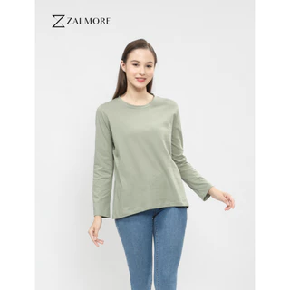 Zalmore Luma Cotton Women Oneck Longsleeve Premium Cotton - Kaos Wanita