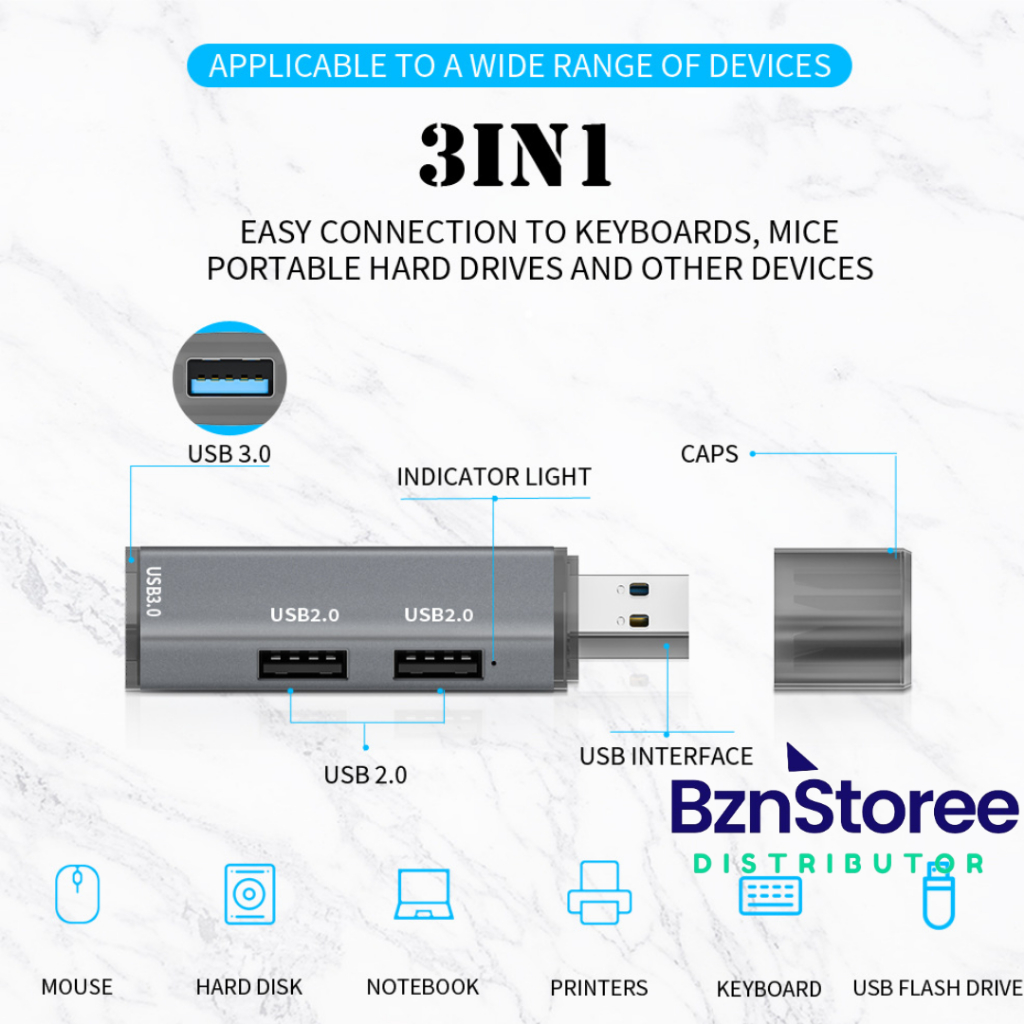 Jual MINI Mini 3-in-1 USB Hub / Usb HUB 3 Port Usb 3.0 2.0 High Speed ...