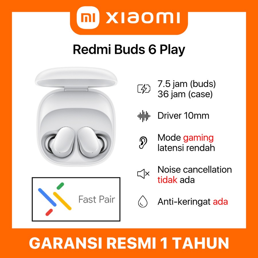 Jual Xiaomi Redmi Buds 6 Play TWS Bluetooth Earbuds Earphone Garansi ...