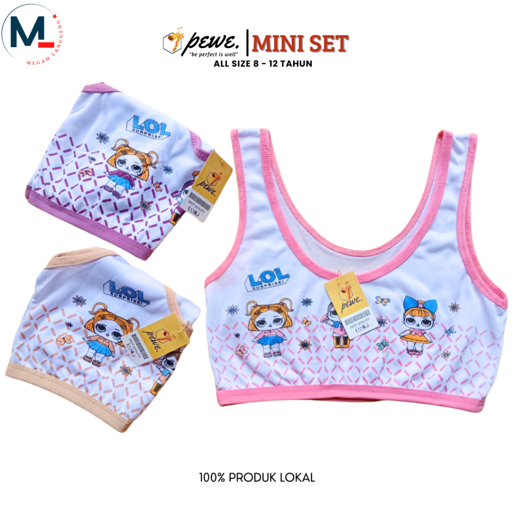 Jual 12 Pcs Miniset Anak SD 8-12 TAHUN Step 1 Mini Set Bahan PE Spandex ...