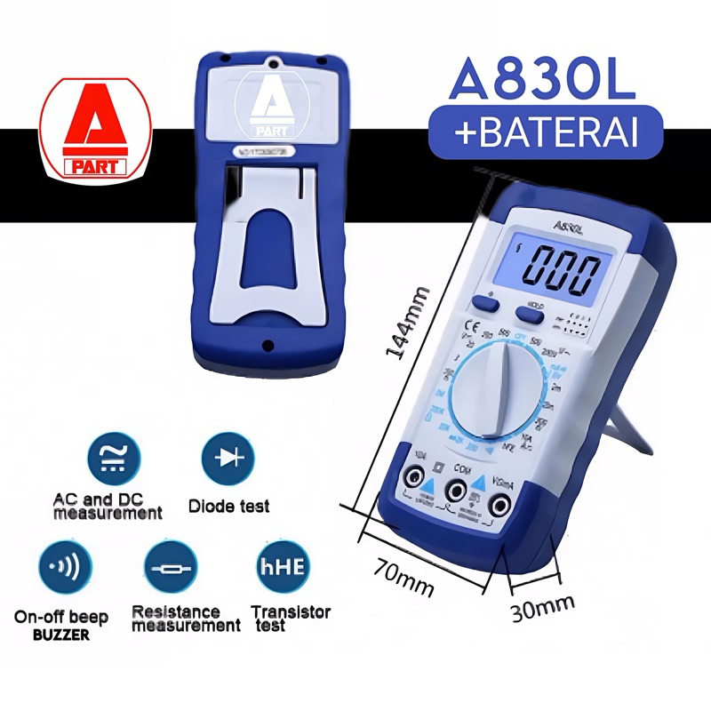 Jual AVO METER MULTITESTER ( A830L SERI A )MULTI METER DIGITAL A830L ...