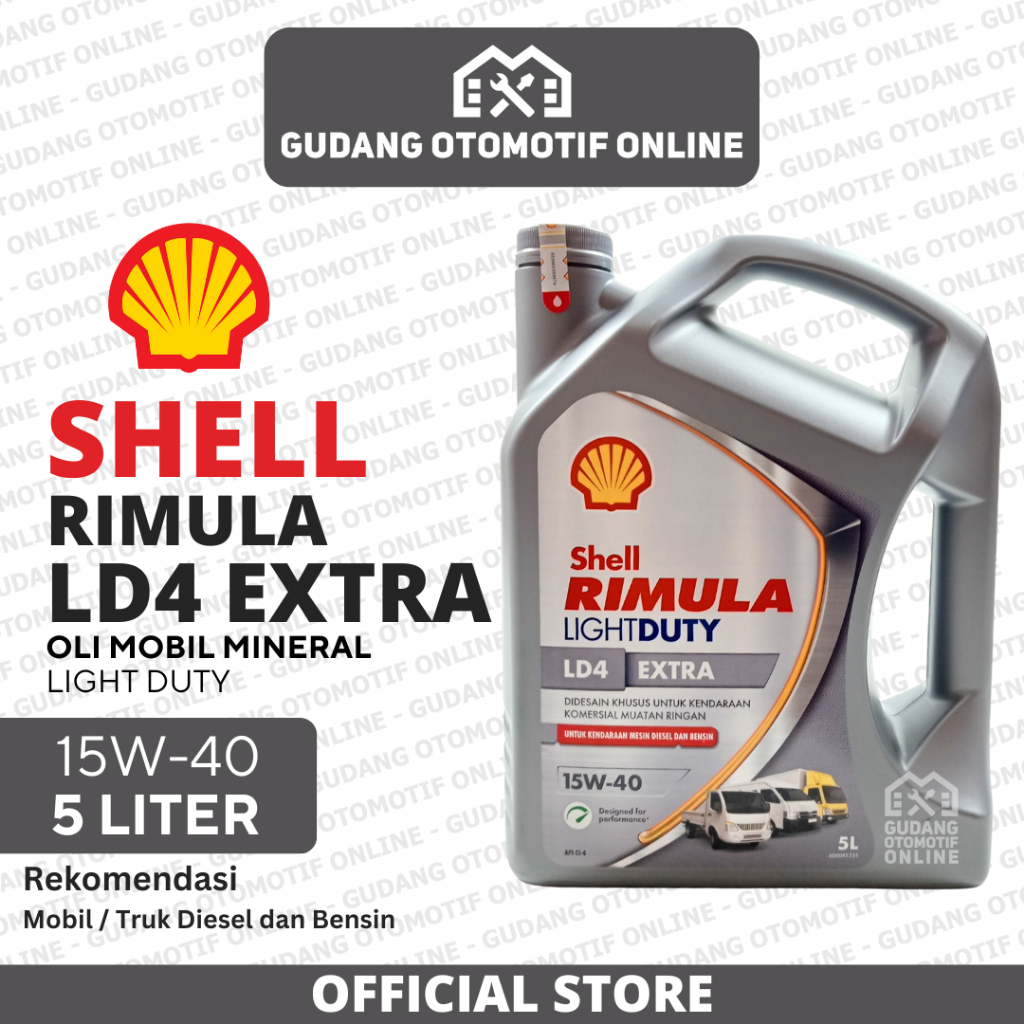 Jual Oli Shell Rimula LD4 Extra Light Duty 15W-40 5L 5 Liter - Oli ...