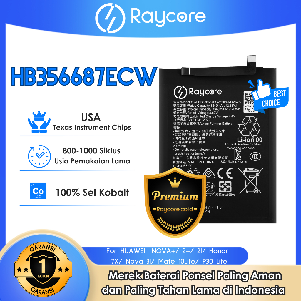 Batterie OH-BOX Compatible Huawei HB356687ECW - Pour P30 Lite, Honor 7X, Mate 10 Lite Et Plus