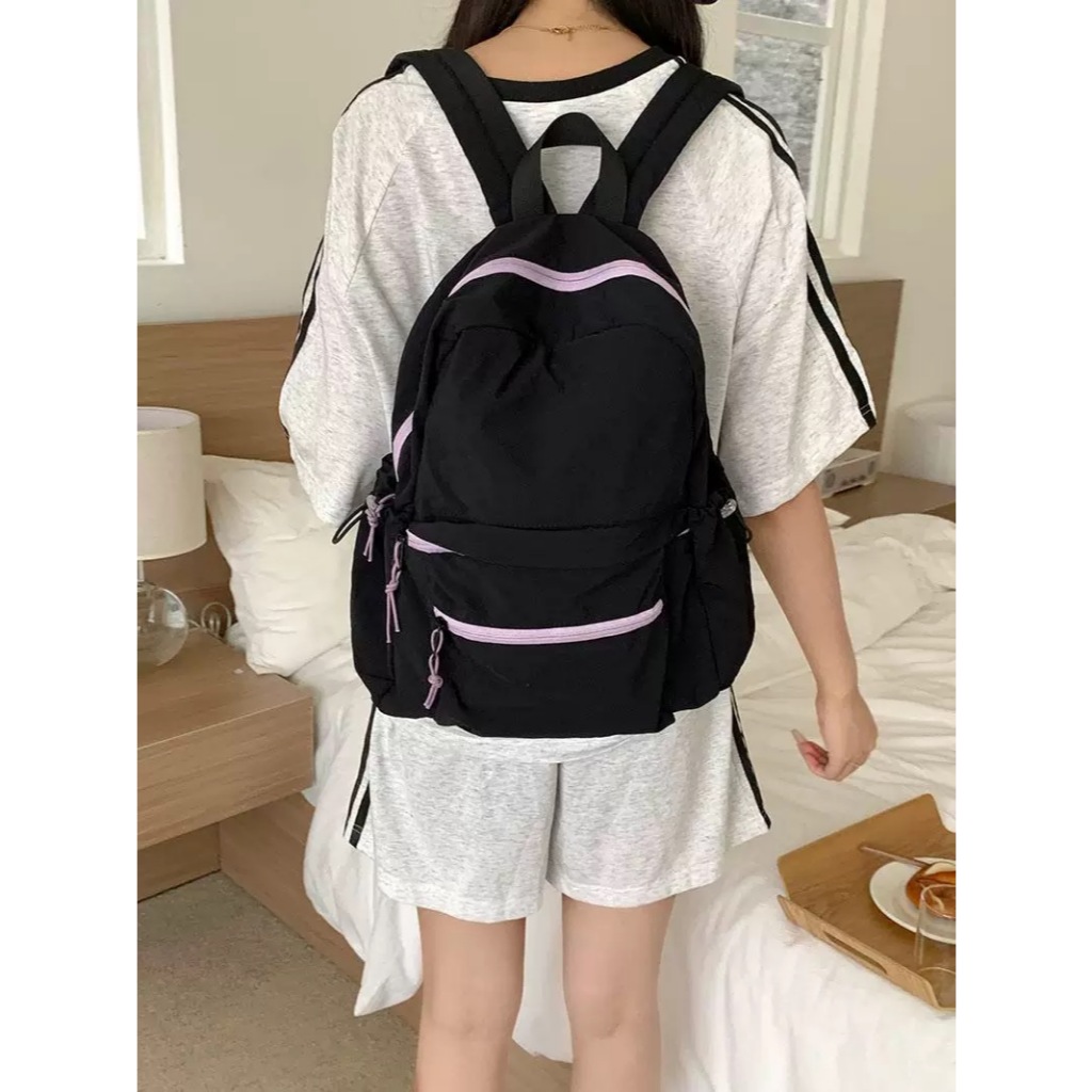 Jual Ransel parasut Kuning butter pink Hitam Ungu / Tas Ransel Hitam ...