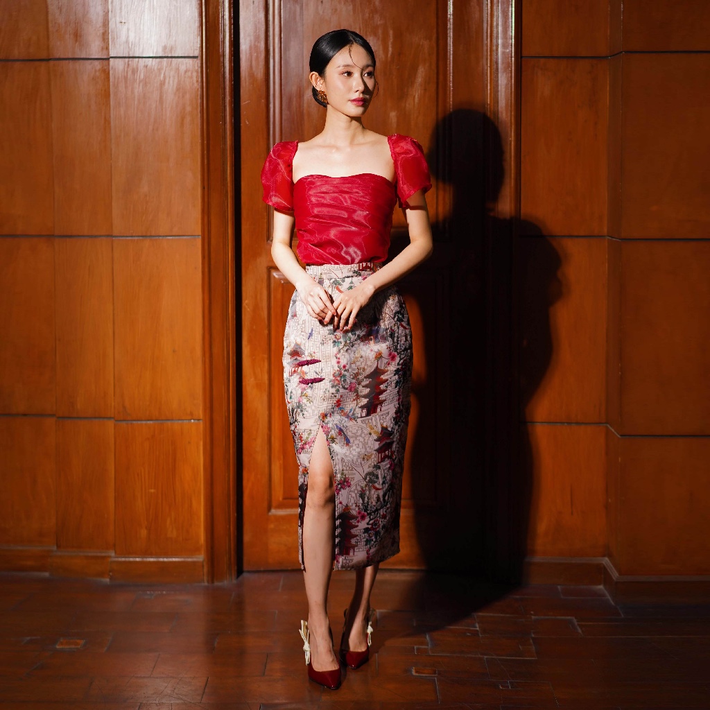 Jual COMA LABEL - Fei Top (TOP Only) in Maroon Red & White // top ...