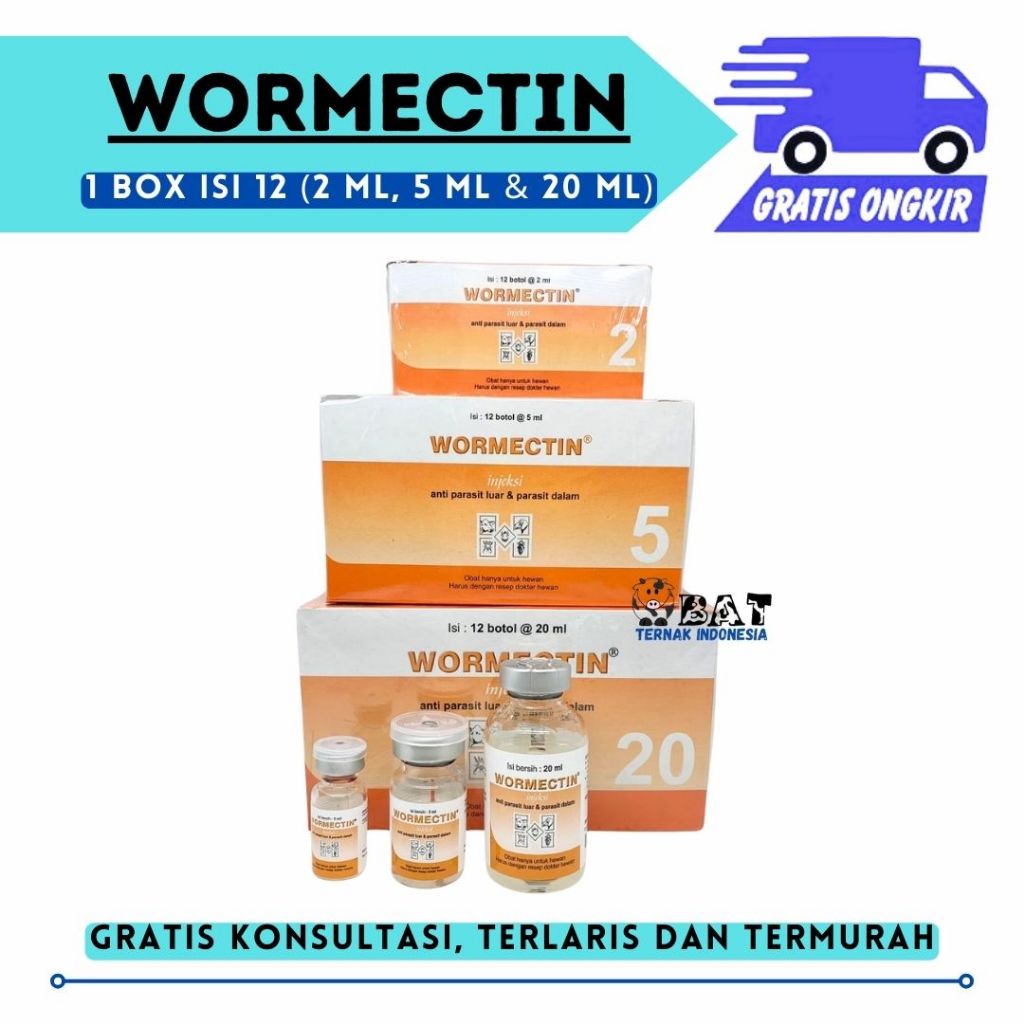 Jual 1 DUS WORMECTIN 2 ml 5 ml 20 ml ISI 12 BTL - Obat Jamur Parasit ...