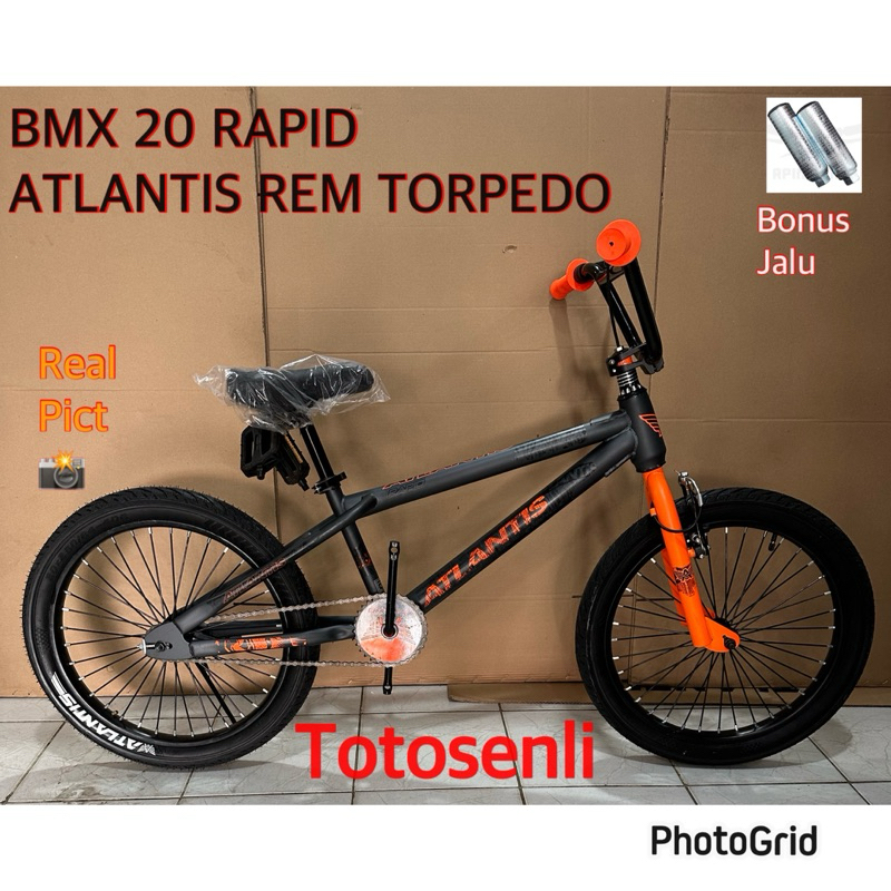 Jual sepeda anak laki BMX ATLANTIS RAPID ukuran 20 inch stang rotor REM ...