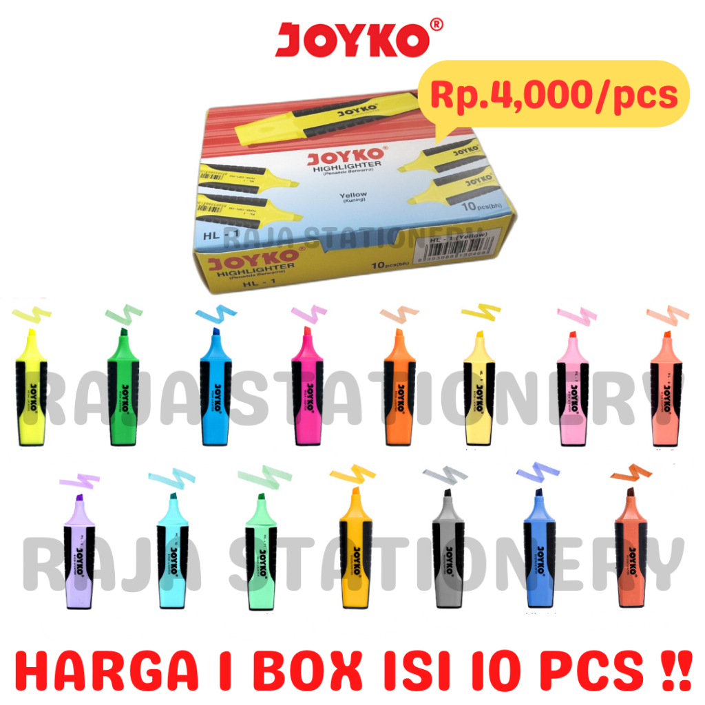 Jual Joyko HIGHLIGHTER PASTEL NEON COLOUR PENANDA JOYKO WARNA NEON ...