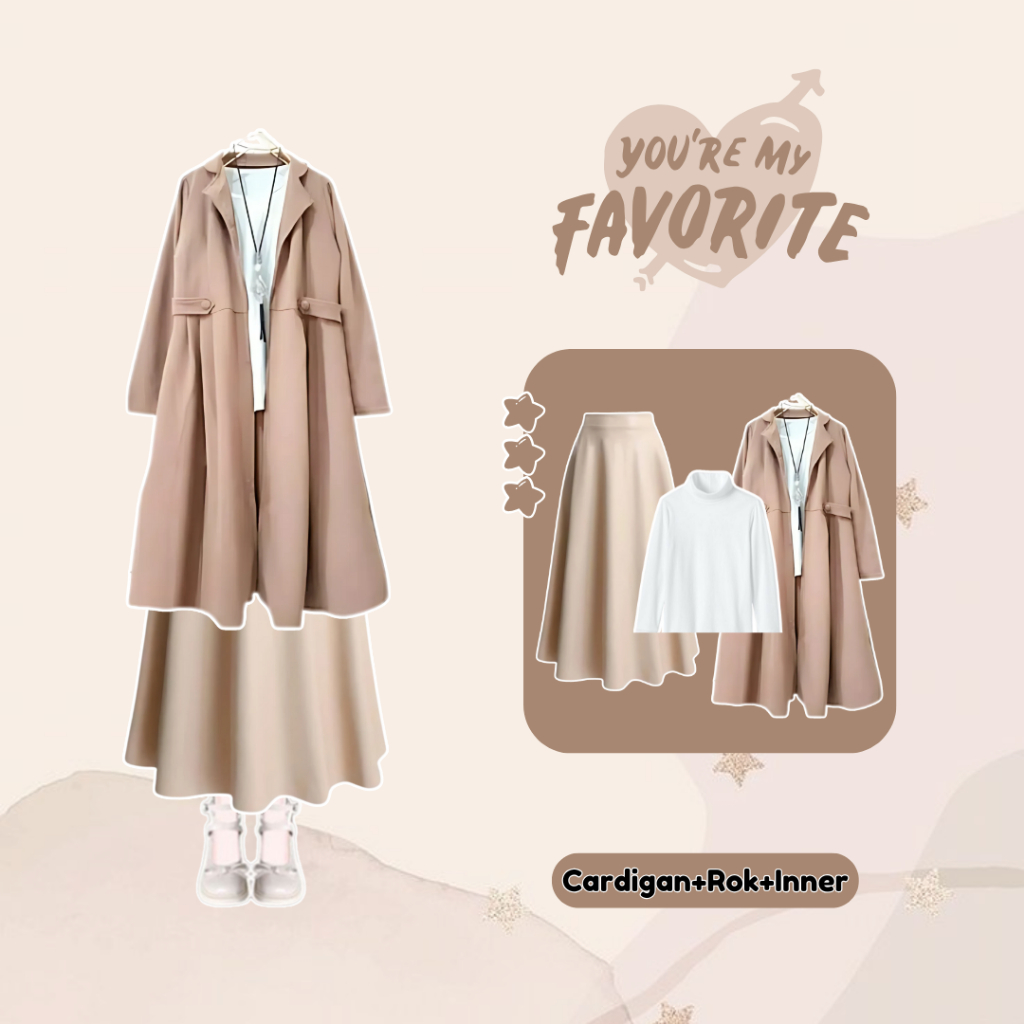 Jual One Set 3in1 Setelan Wanita Korean Style (Cardigan dengan Rok ...