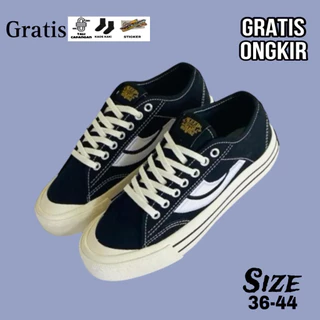 Sepatu Sneakers Pria Wanita Flexion Black White Sneaker Hitam Putih Kasual Seneakers Hitam Terbaru
