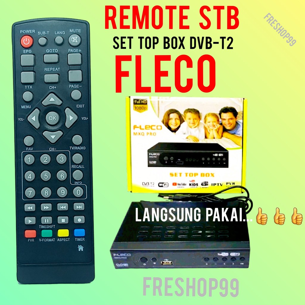 Jual remote stb fleco dvbt2 set top box remot langsung pakai | Shopee ...