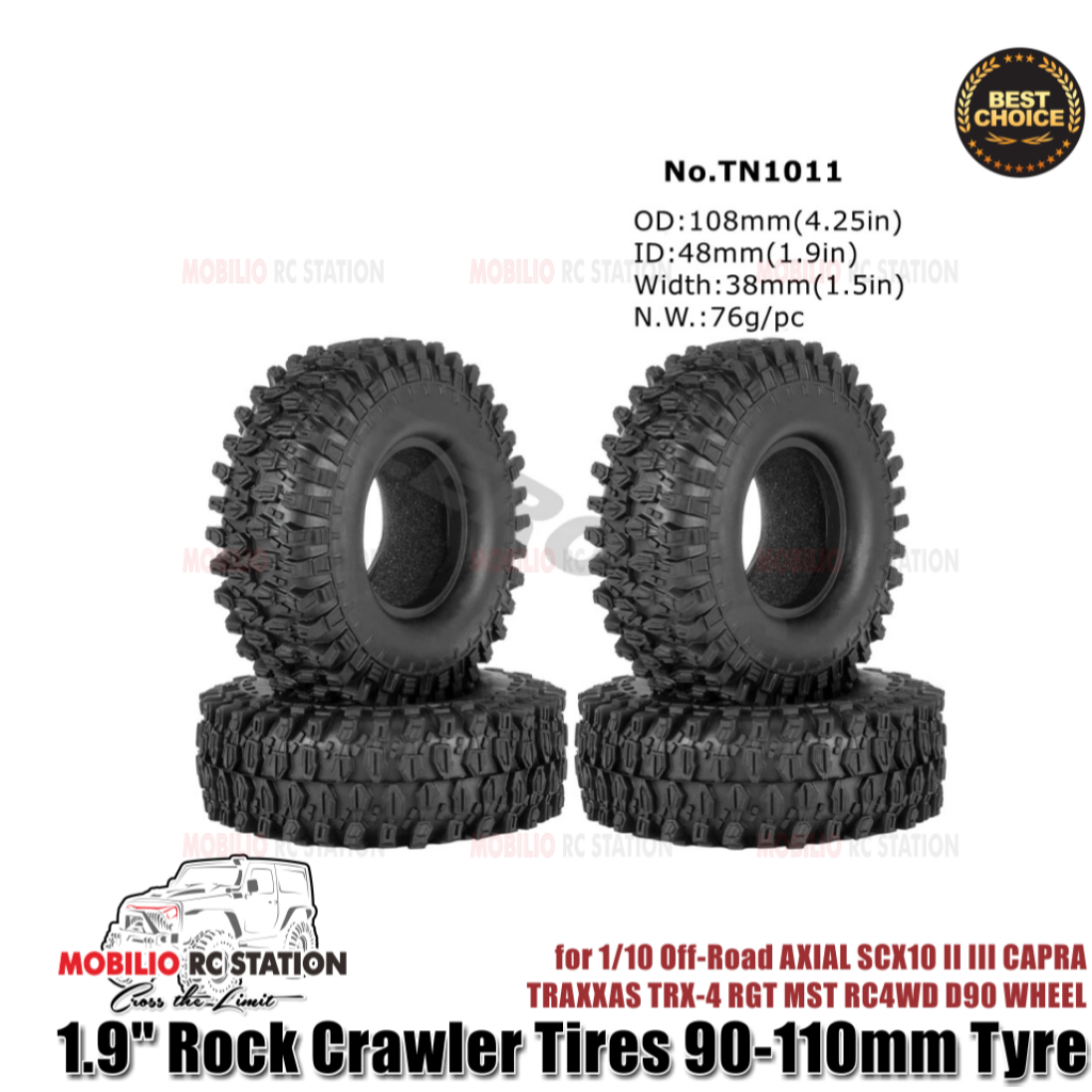 4 pz 1.9 Pollici 90mm Rock Crawler Pneumatico Ruota Per 1