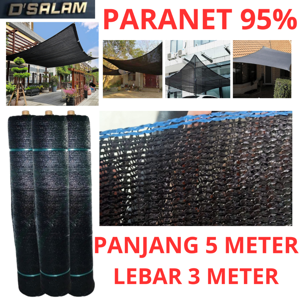 Paranet 95% Lebar 3 meter ( Panjang 5 meter ) Grade A Jaring Peneduh Anti UV