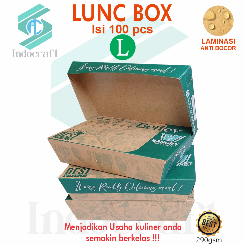 Jual Lunch Box Paper Isi 100 Kraft Coklat Laminasi Ukuran L Tebal ...