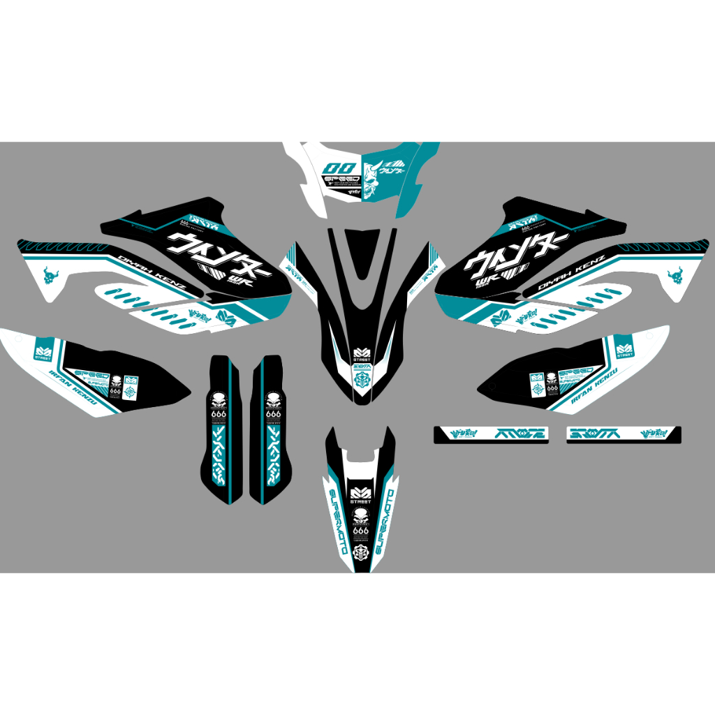 Jual Decal stiker WR 155 motif racing warna putih kombinasi hitam tosca ...