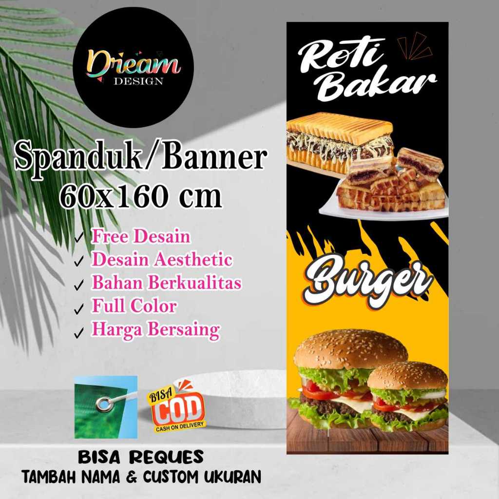 Jual Jual Cetak Spanduk Banner 60x160 cm ROTI BAKAR & BURGER | Shopee ...