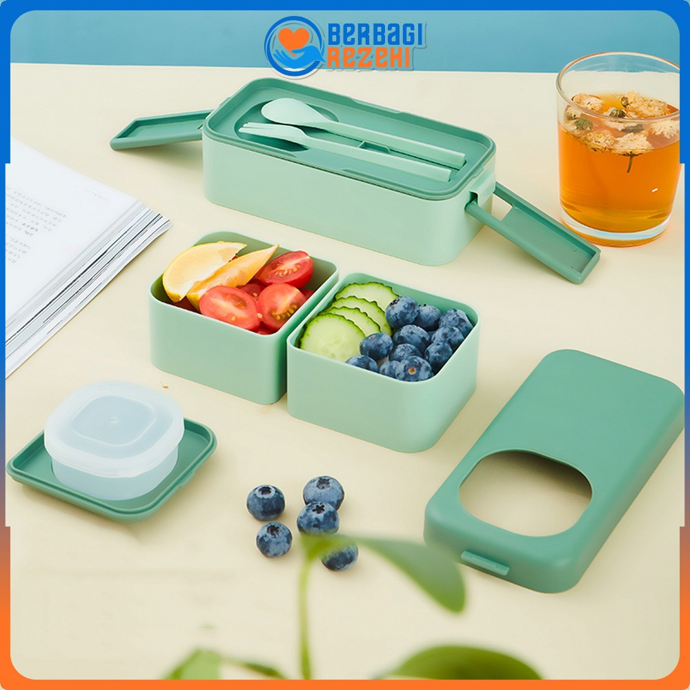Jual Lunch Box 2 Tingkat Portable Anti Tumpah 1050ML / Rantang Makanan ...