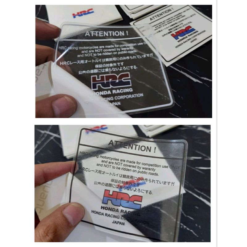 Jual stiker warning Honda peringatan Honda hrc Japan transparan ...