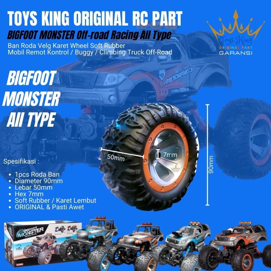 Jual Ban Roda Velg Karet Wheel Soft Rubber BIGFOOT MONSTER All Type RC ...