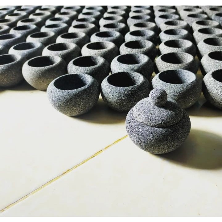 Jual memeti wadah sambal mini batu gunung berapi mini volcano stone ...