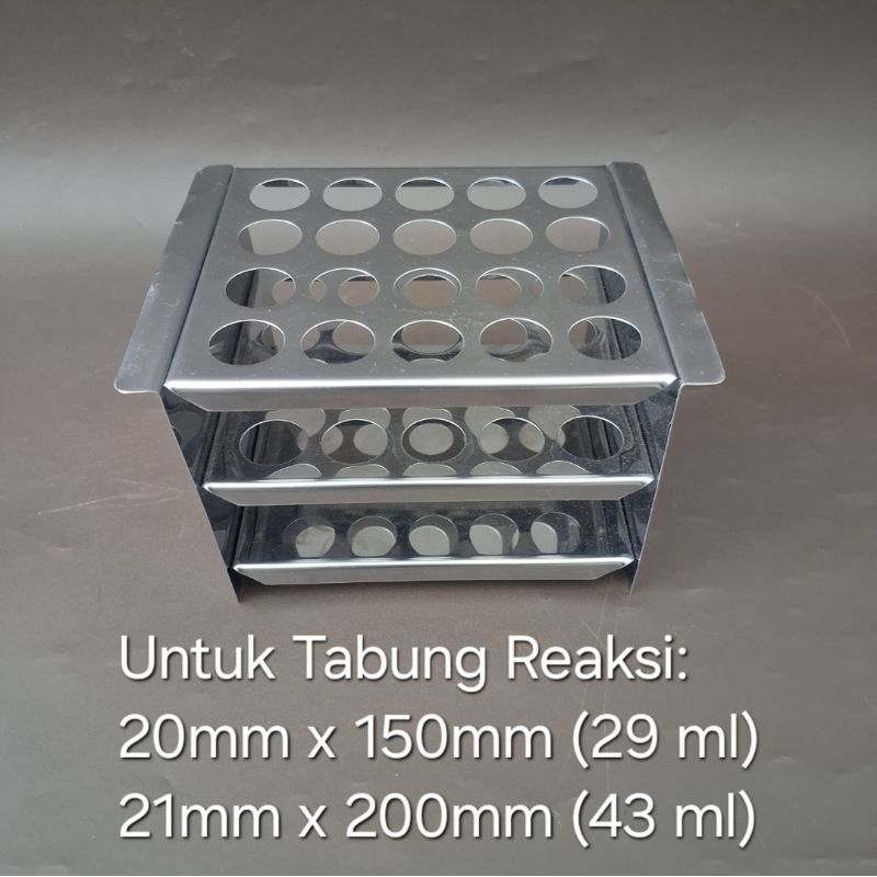 Jual Rak Tabung Reaksi Stainless 23mm 20 Lubang Untuk Tabung Diameter ...