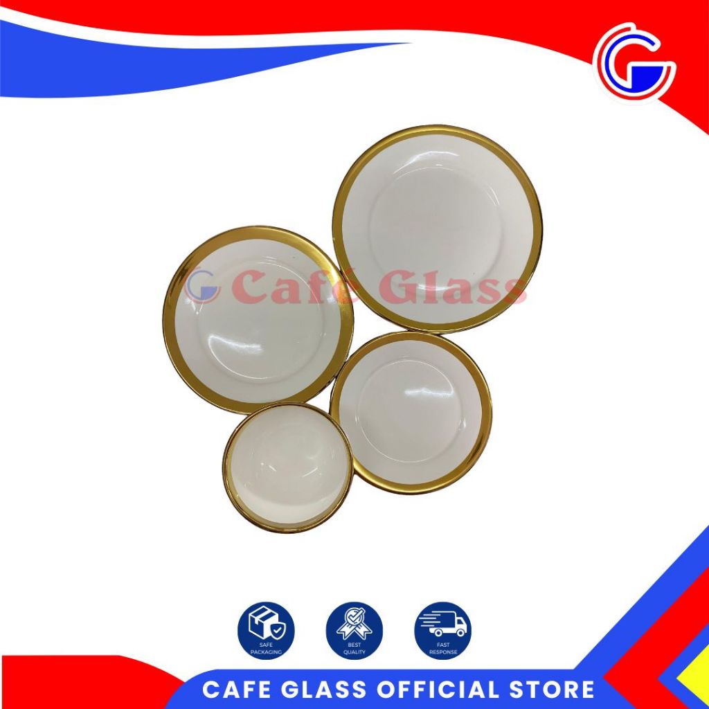 Piring Keramik Set - Mangkok Ceramic Gold - Dinnerware Set - Ceramicware Set Royal Alfre